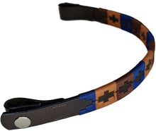 Load image into Gallery viewer, Browband Brown Leather Gaucho Navy Burnt Orange and Brown Cross Snap On - hahaWHATEVER ™️