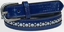 Load image into Gallery viewer, Belt Navy Blue Patent Leather with Clear Channel Set Crystals - hahaWHATEVER ™️