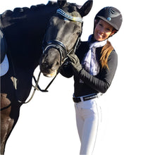 Load image into Gallery viewer, Belt Black Leather White Piping Channel Set Pearl and Clear Crystal - hahaWHATEVER ™️