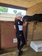 Load image into Gallery viewer, Athletic Shirt Short Sleeve Black with White Accent Cooling Vents - hahaWHATEVER ™️