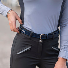 Load image into Gallery viewer, Belt Navy Blue Patent Leather with Clear Channel Set Crystals - hahaWHATEVER ™️