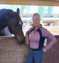 Load image into Gallery viewer, Sun Shirt Technical Athletic Pink Rose' and Navy Accent Vented The Nimeesha Cancer Awareness Shirt - hahaWHATEVER ™️