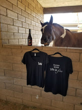 Load image into Gallery viewer, T-Shirt Equestrian Funny Horses Wine Life is Fine! Short Sleeve V - Neck - hahaWHATEVER ™️