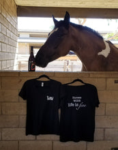 Load image into Gallery viewer, T-Shirt Equestrian Funny Horses Wine Life is Fine! Short Sleeve V - Neck - hahaWHATEVER ™️
