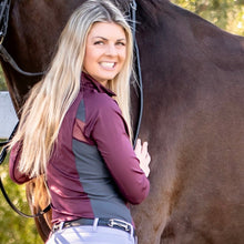 Load image into Gallery viewer, Sun Shirt Technical Burgundy Gray Vented - hahaWHATEVER ™️