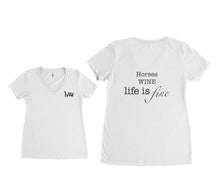 Load image into Gallery viewer, T-Shirt Equestrian Funny Horses Wine Life is Fine! Short Sleeve V - Neck - hahaWHATEVER ™️