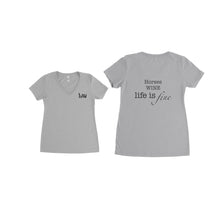 Load image into Gallery viewer, T-Shirt Equestrian Funny Horses Wine Life is Fine! Short Sleeve V - Neck - hahaWHATEVER ™️