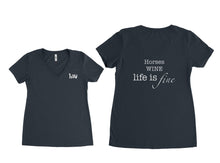 Load image into Gallery viewer, T-Shirt Equestrian Funny Horses Wine Life is Fine! Short Sleeve V - Neck - hahaWHATEVER ™️