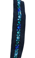 Black Leather Belt with Ocean Ombre Channel Set Crystals