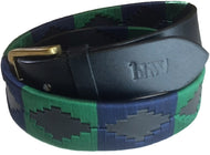 Gaucho Belt Black Leather Green and Navy