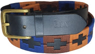 Belt Black Leather Cross Gaucho Navy Copper and Orange - hahaWHATEVER ™️