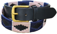 Gaucho Brown Leather Browband with Snaps Pink and Navy - pre-order