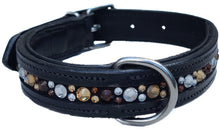 Load image into Gallery viewer, Dog Collar Padded Leather with Natural Ombre Crystals
