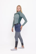 Load image into Gallery viewer, hhW Technical Equestrian Long Sleve Mint Green with Dark Mint Accent and Smart Vents
