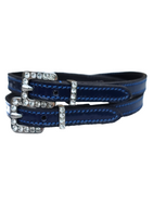 Spur Straps Navy Blue Patent Leather Crystal Bling Buckle and Keeper