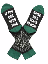 Load image into Gallery viewer, Fun Ankle Sock - If You Can Read This Bring Me a Glass of Wine

