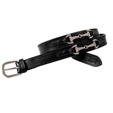 Load image into Gallery viewer, Black Leather English Equestrian Horse Snaffle Sparkle hhW Equestrian Horse Riding Bit Belt Casual Show Trail Riding Everyday Wear
