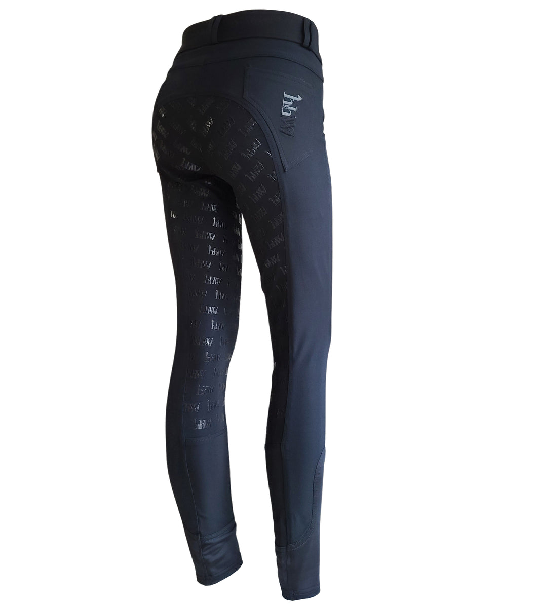 English Horse Riding Breeches hhW Full Seat Silicone Lightweight Front and Back Pockets Zip with Slide Closure Belt Loops Sock Bottom Schooling Jumping 3-Day Eventing Trail Riding Comfort Quality Unique Style Black Boutique 