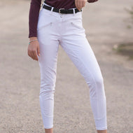 Crowd and rider pleasing show breeches!  Let's talk class, comfort and functionality.  You have everything you need to make it in the big ring in these hhW breeches!!  Nylon and Spandex blend make these so comfortable with added features you just can't live without even in the show ring:  Side Pocket Back Pockets Front Zipper Pockets Sock Bottom Stretch Light Compression