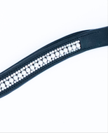 Brow Band - Black Leather with Crystal and Pearl Inlay