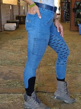 Load image into Gallery viewer, Equestrian Riding Jeans:  4 Color Choices, Silicone Full Seat or Knee Patch
