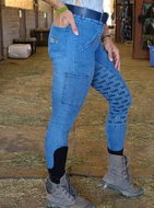 Equestrian Riding Jeans:  4 Color Choices, Silicone Full Seat or Knee Patch