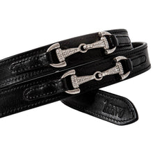 Load image into Gallery viewer, Black Leather English Equestrian Horse Snaffle Sparkle hhW Equestrian Horse Riding Bit Belt Casual Show Trail Riding Everyday Wear
