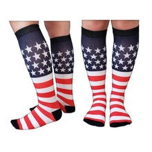 Load image into Gallery viewer, 4th of July Light Compression Knee High Socks Equestrian, Running, Sports, Nursing and Travel Fun Colors
